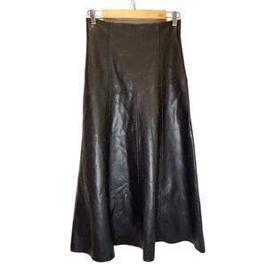 Pixie Market Black Faux Leather Maxi Skirt - size Small